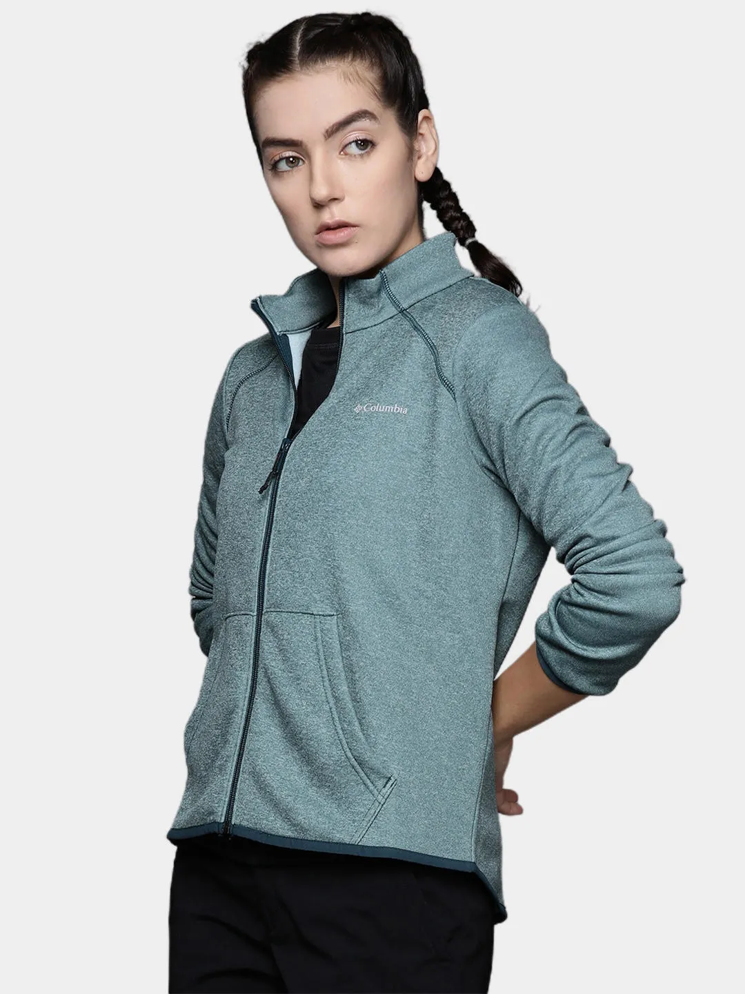 Columbia Women Green Col Hike Tech Fleece Jacket