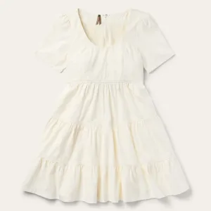 Cream Denim Tiered Dress -STETSON