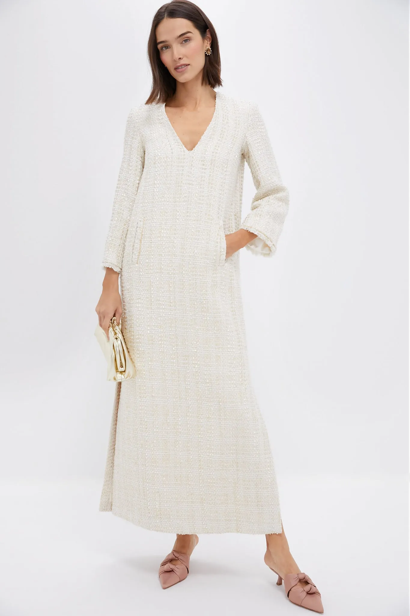 Cream Eponine Tweed Dress