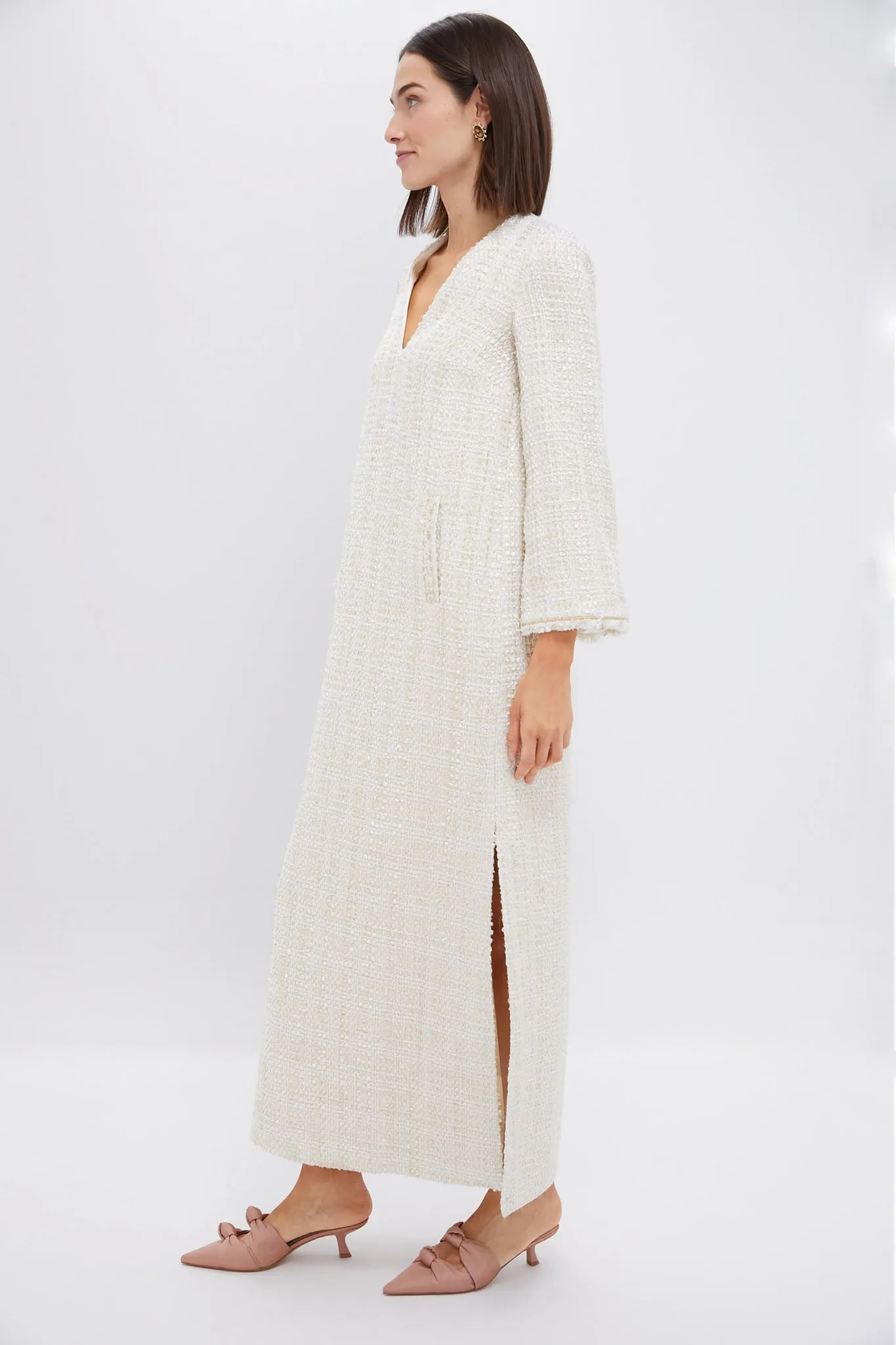 Cream Eponine Tweed Dress