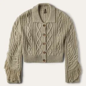 Cream Fringed Cardigan -STETSON