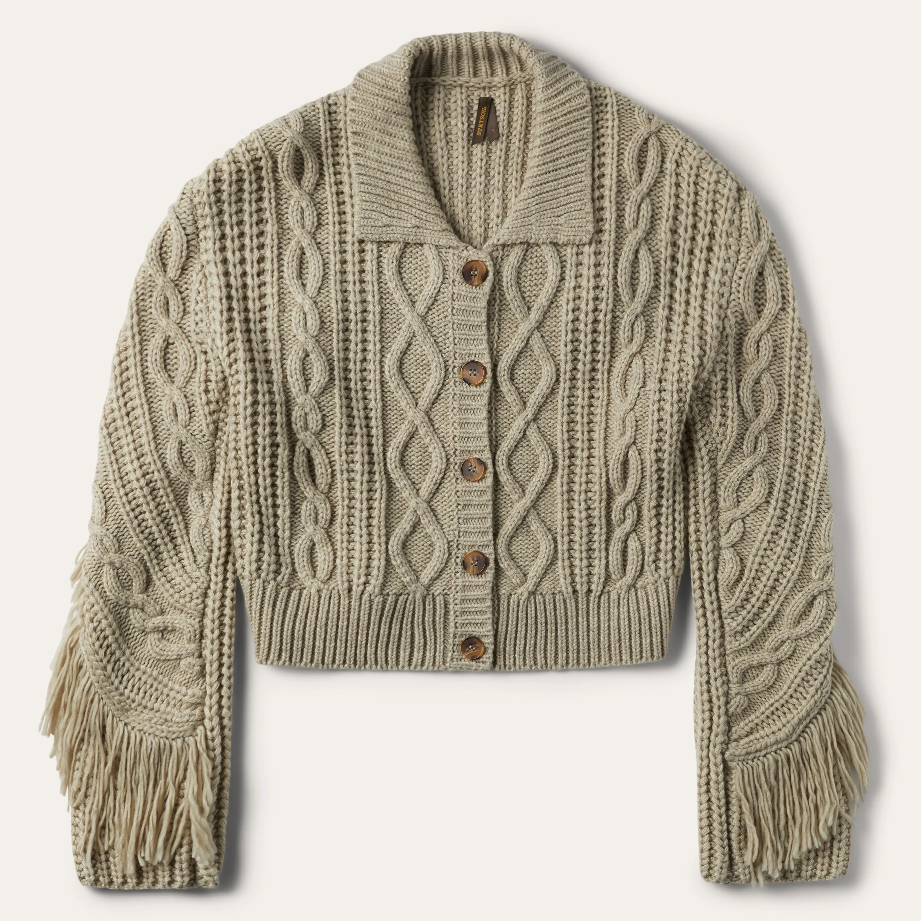 Cream Fringed Cardigan -STETSON