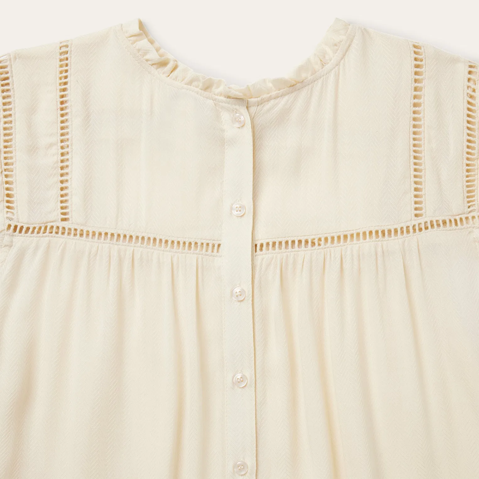 Cream Herringbone Blouse -STETSON