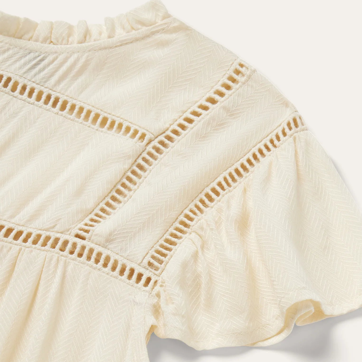 Cream Herringbone Blouse -STETSON
