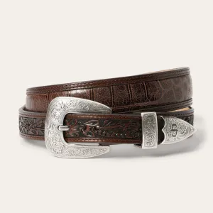 Croco Print Tooled Tapered Belt -STETSON
