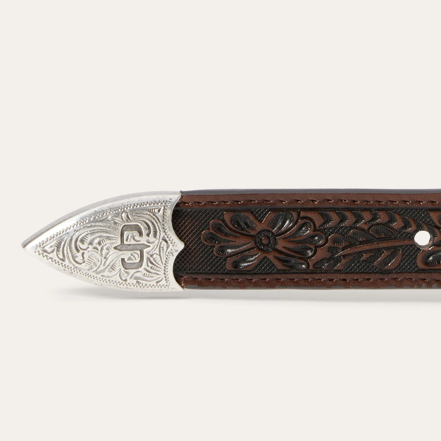 Croco Print Tooled Tapered Belt -STETSON
