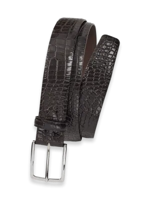 Crocodile Embossed with Changeable Buckle Belt - Brown