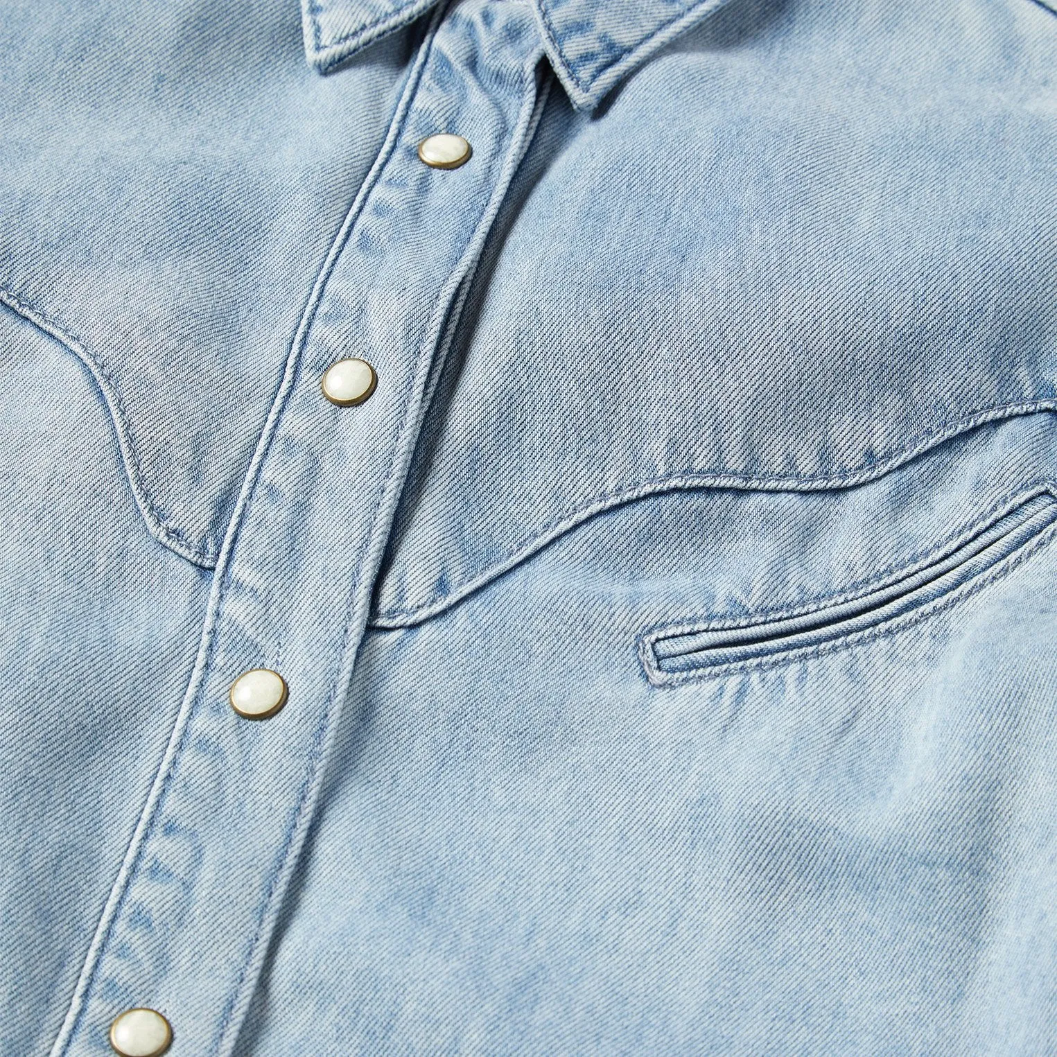 Curved Yoke Western Denim Shirt -STETSON
