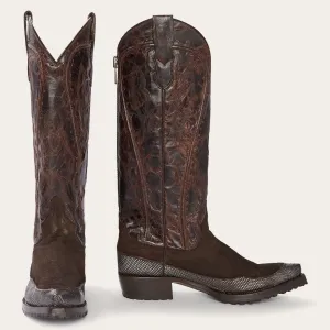 Dakota Brown Suede & Teju Cowboy Boot -STETSON