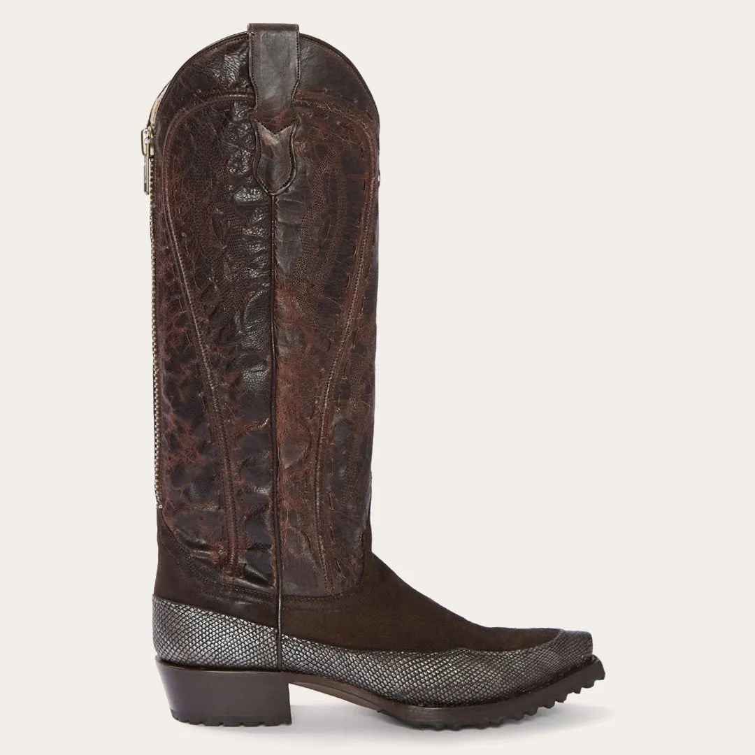 Dakota Brown Suede & Teju Cowboy Boot -STETSON