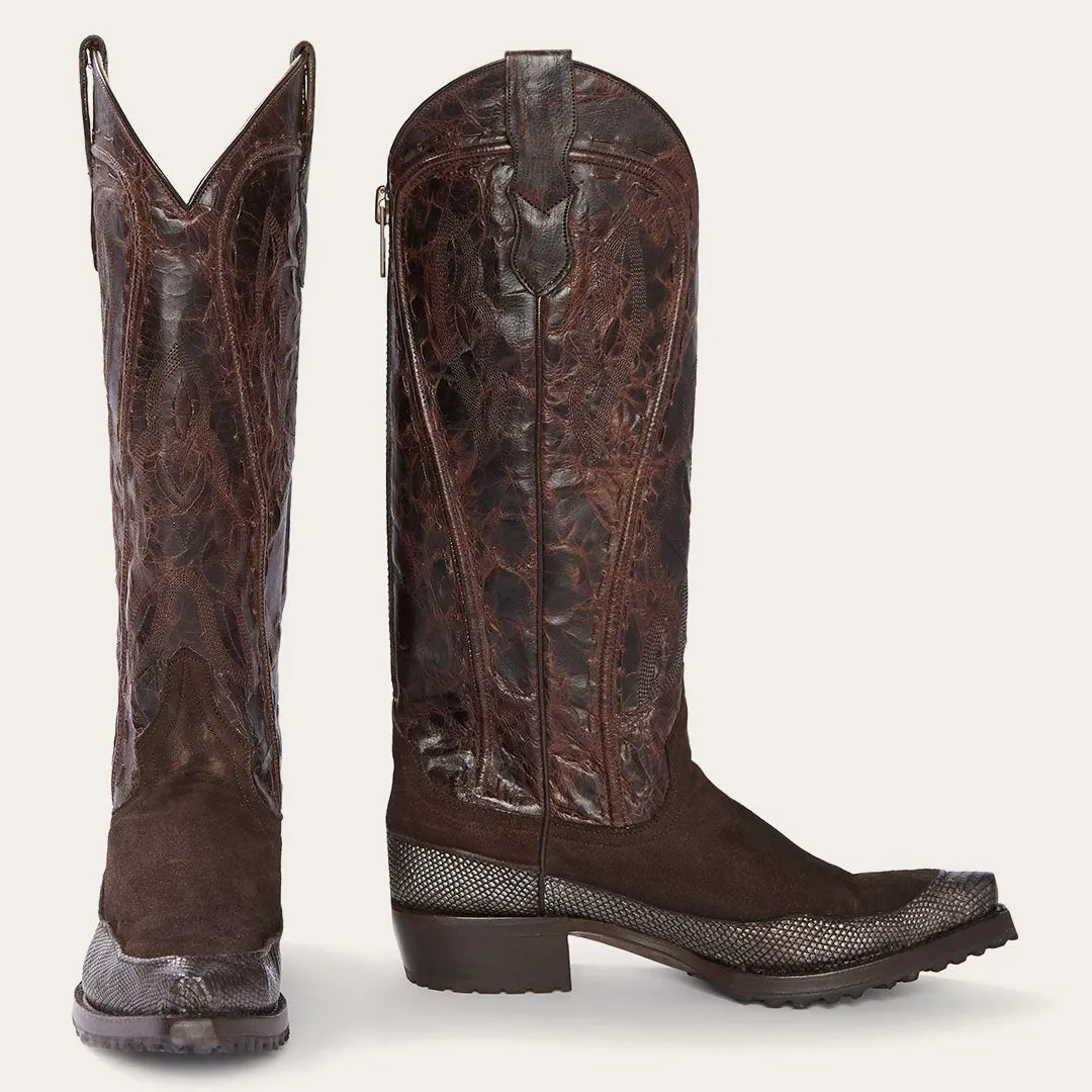 Dakota Brown Suede & Teju Cowboy Boot -STETSON