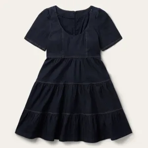 Dark Denim Dress With Contrast Top Stitching -STETSON