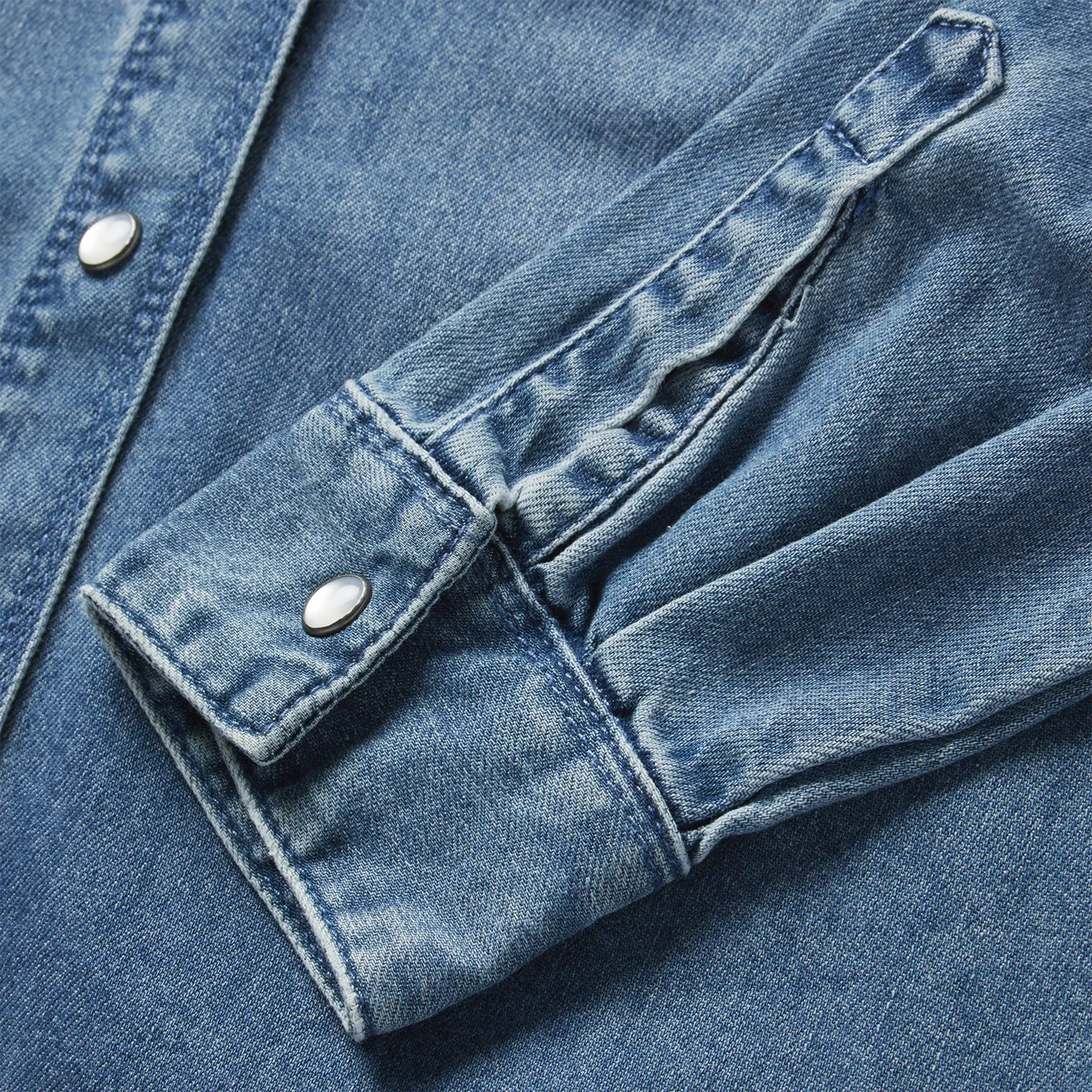 Denim Button Front Shirt Dress -STETSON