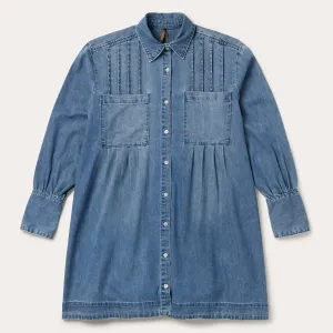 Denim Button Front Shirt Dress -STETSON