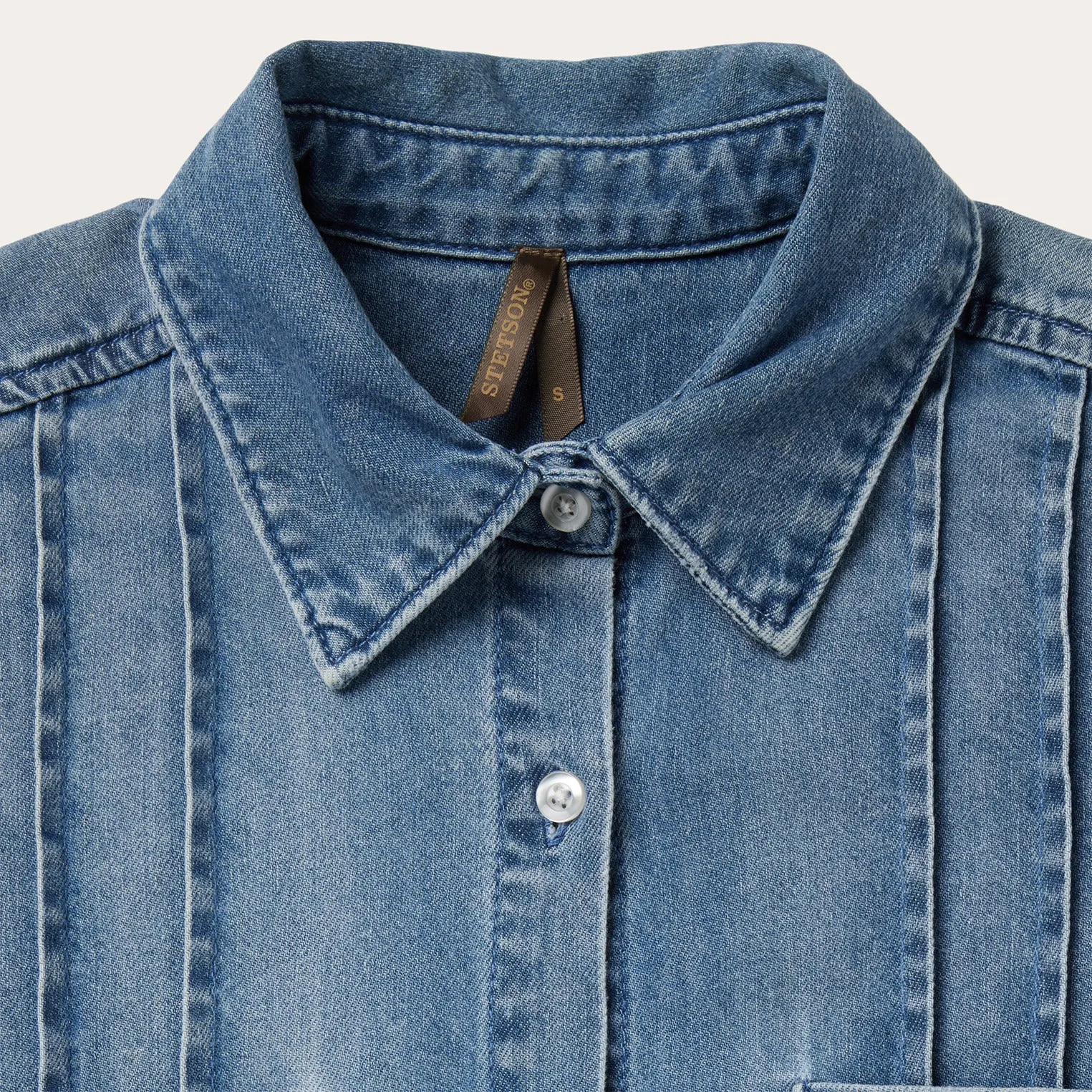 Denim Button Front Shirt Dress -STETSON
