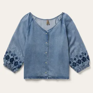 Denim Snap Front Blouse -STETSON