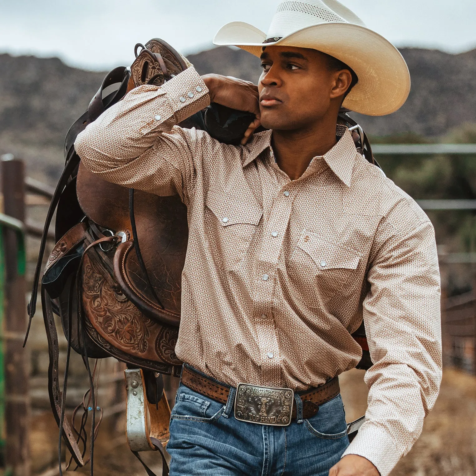 Diamond Print Western Shirt -STETSON