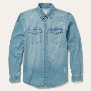 Distressed Denim Western Shirt -STETSON