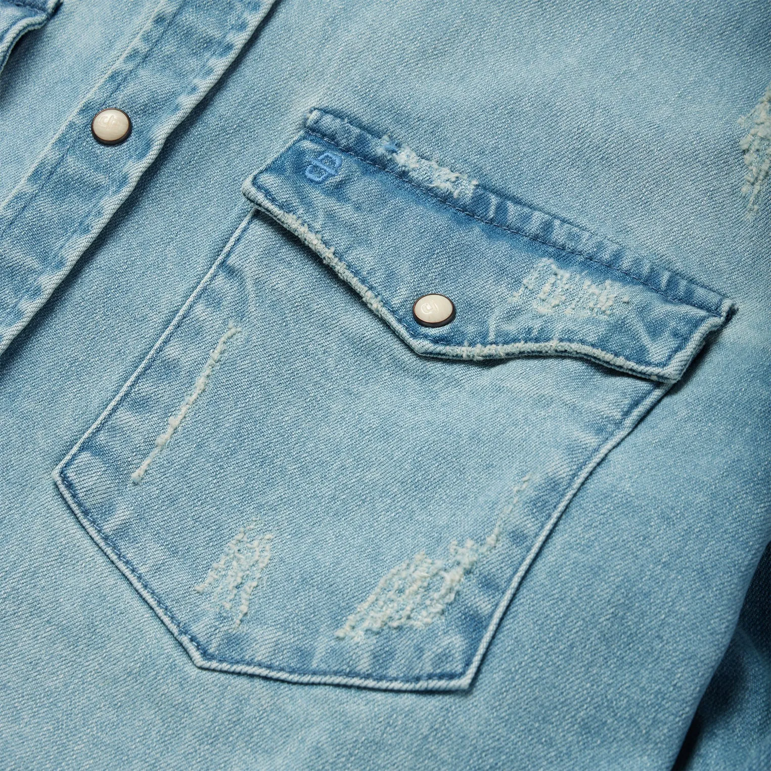 Distressed Denim Western Shirt -STETSON