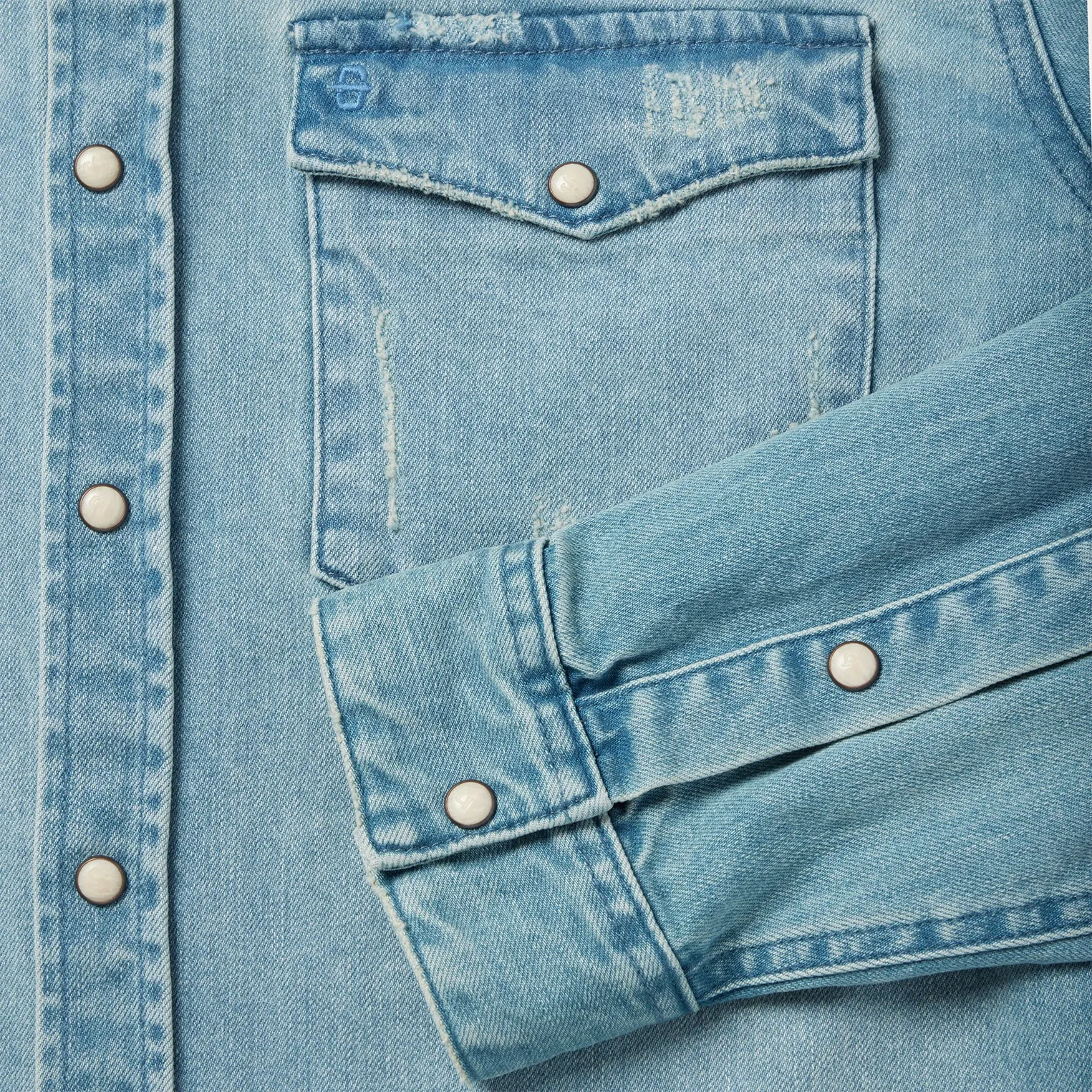 Distressed Denim Western Shirt -STETSON