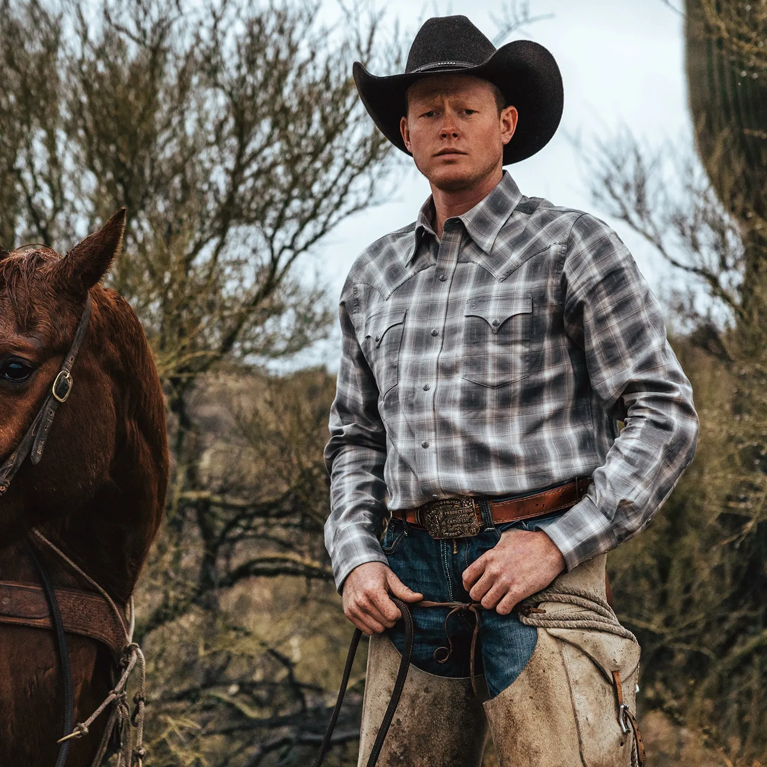 Dobby Twill Plaid Shirt -STETSON