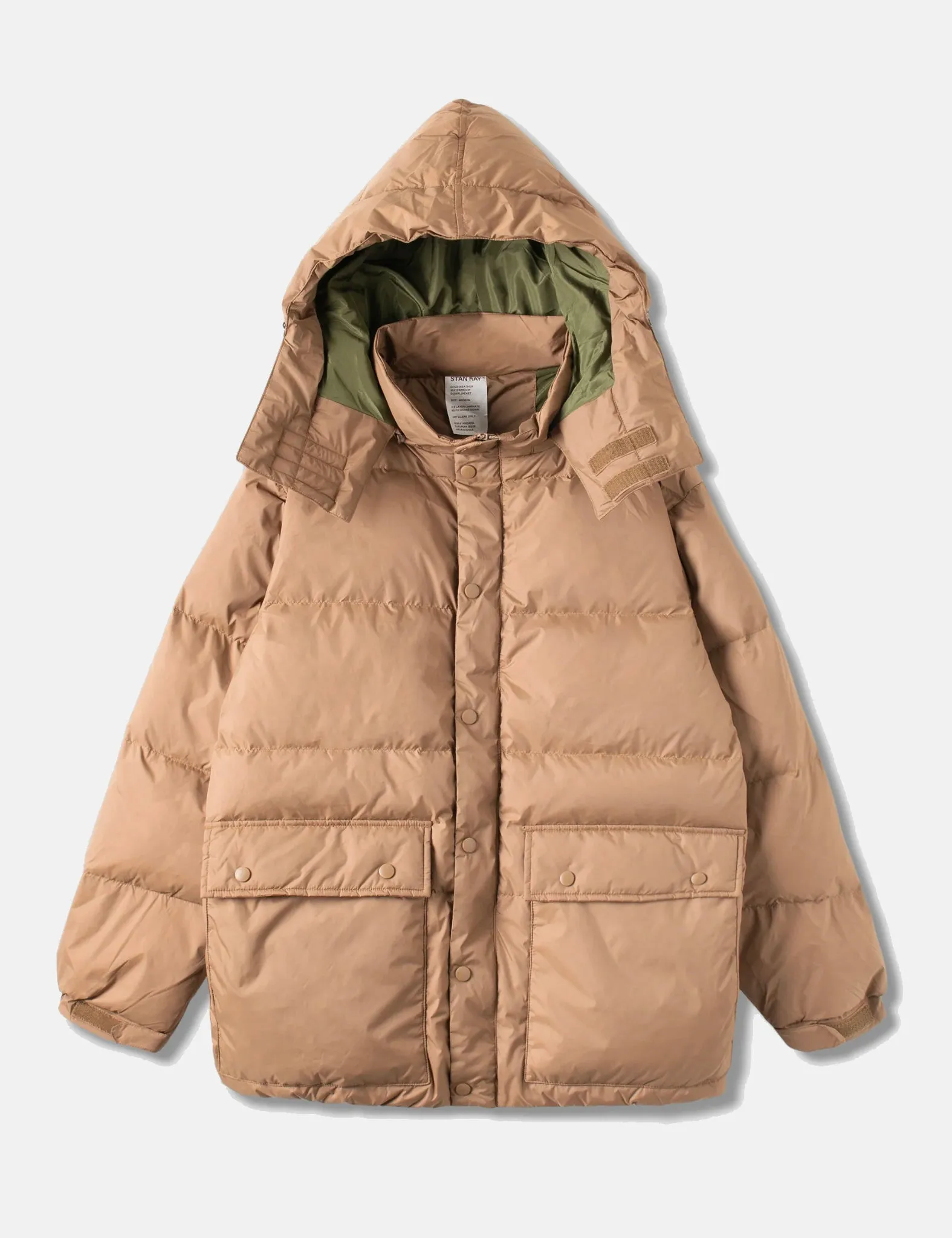 Editors Choice Stan Ray Down Jacket (Removable Hood) - Dusk Khaki  Limited Availability!