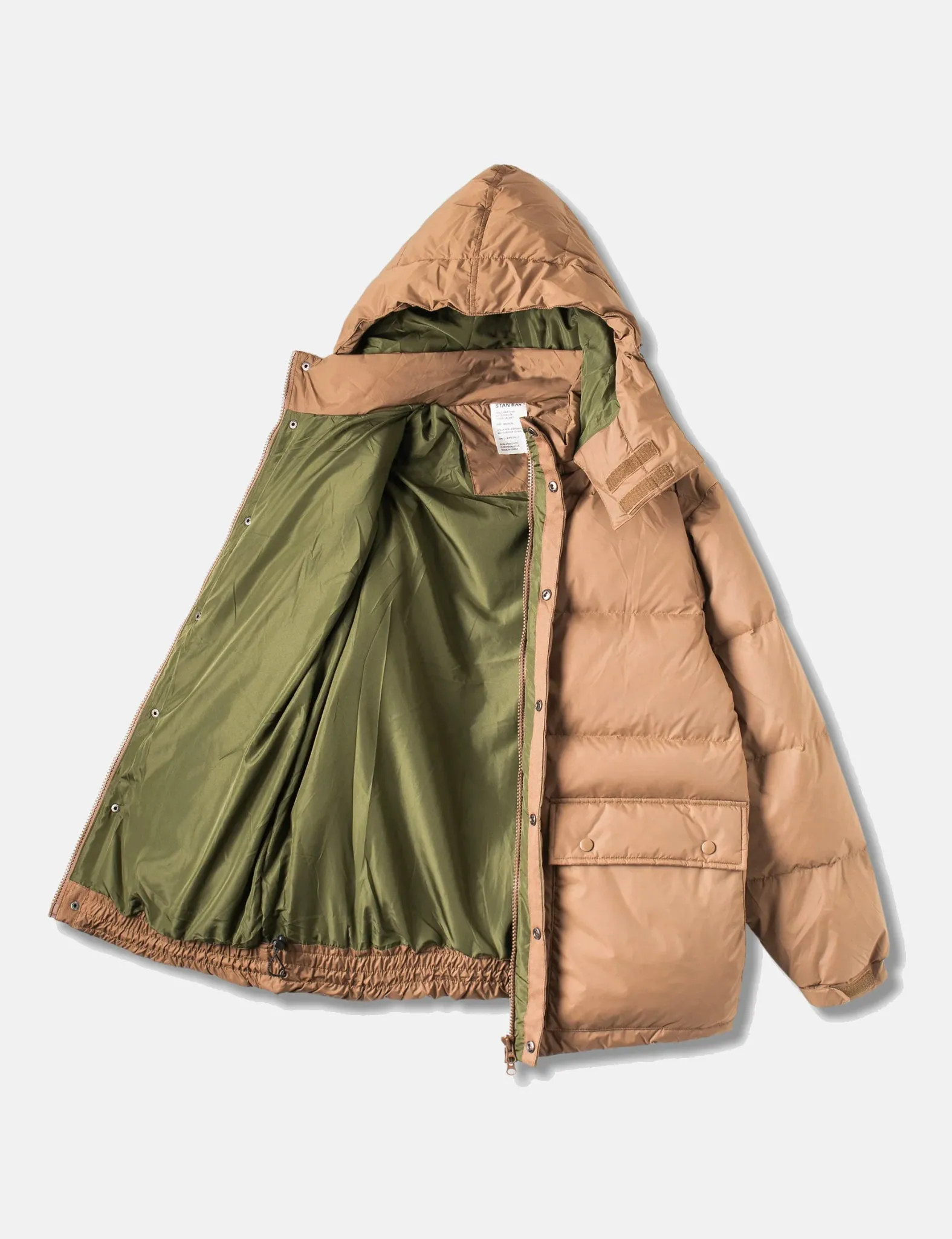 Editors Choice Stan Ray Down Jacket (Removable Hood) - Dusk Khaki  Limited Availability!