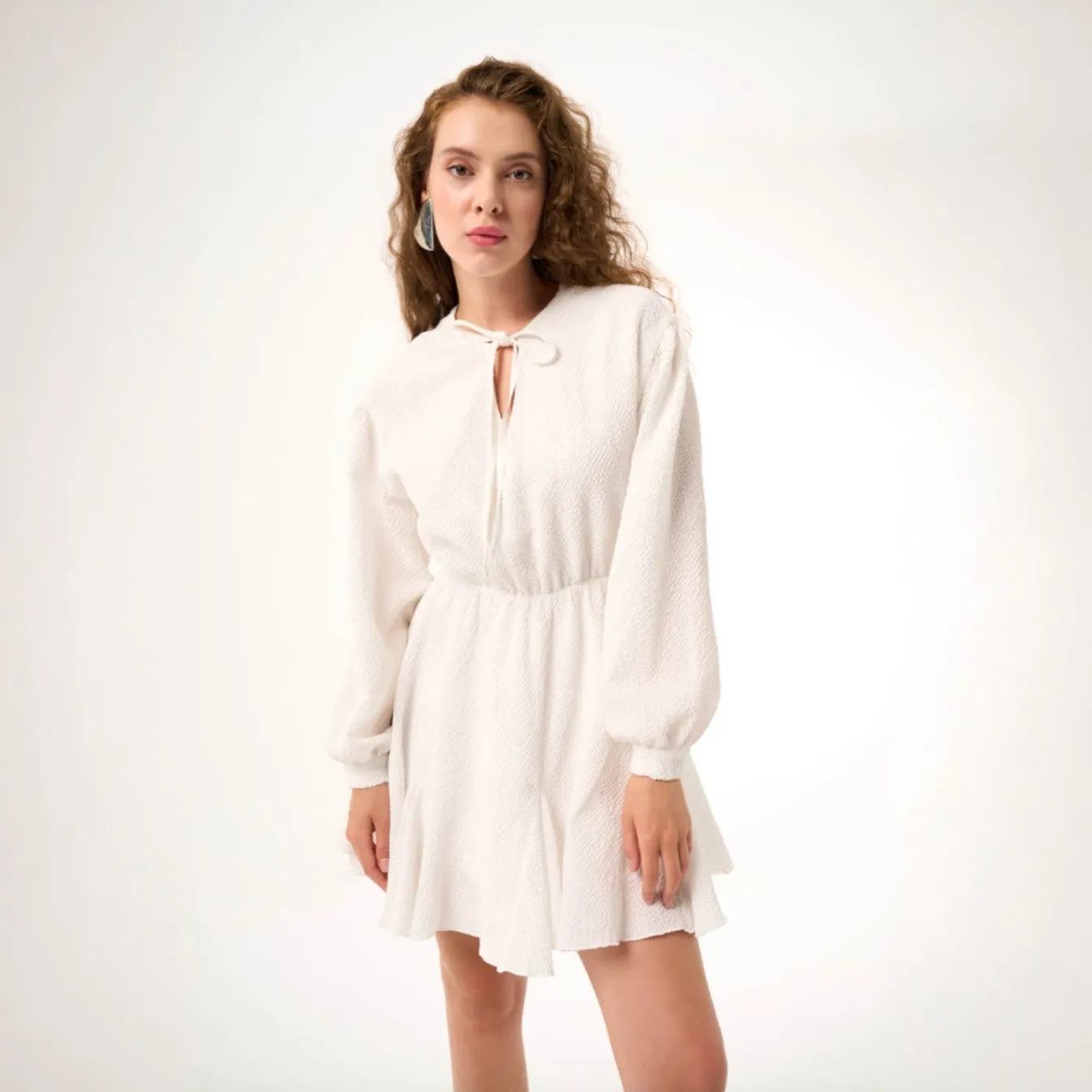 Editors Pick Mizalle - Dress Ecru Apparel  Last Chance!