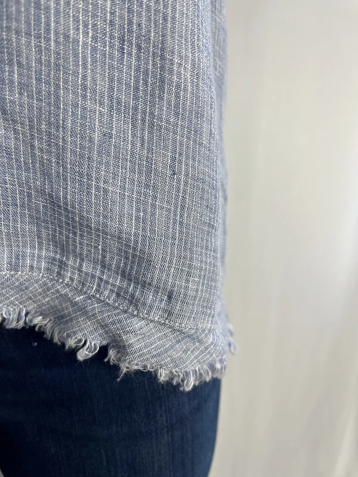 Eileen Fisher Size L (14/16) Light Blue Micro Plaid Top