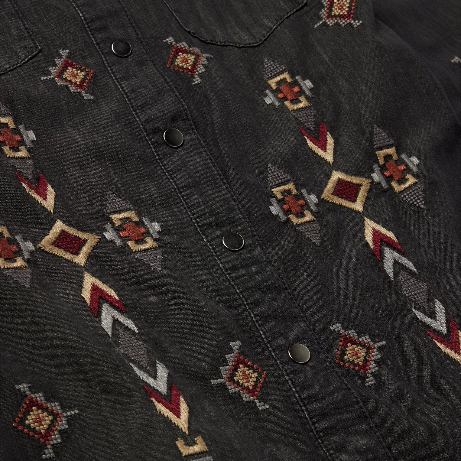 Embroidered Black Denim Shirt Dress -STETSON