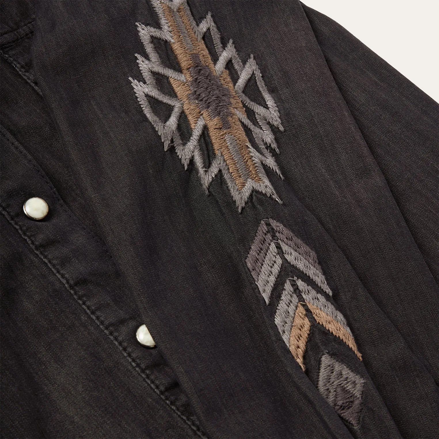 Embroidered Black Denim Shirt -STETSON