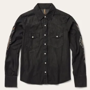 Embroidered Black Denim Shirt -STETSON