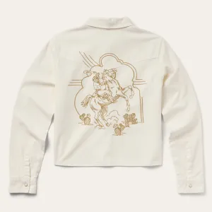 Embroidered Cream Denim Cropped Shirt -STETSON