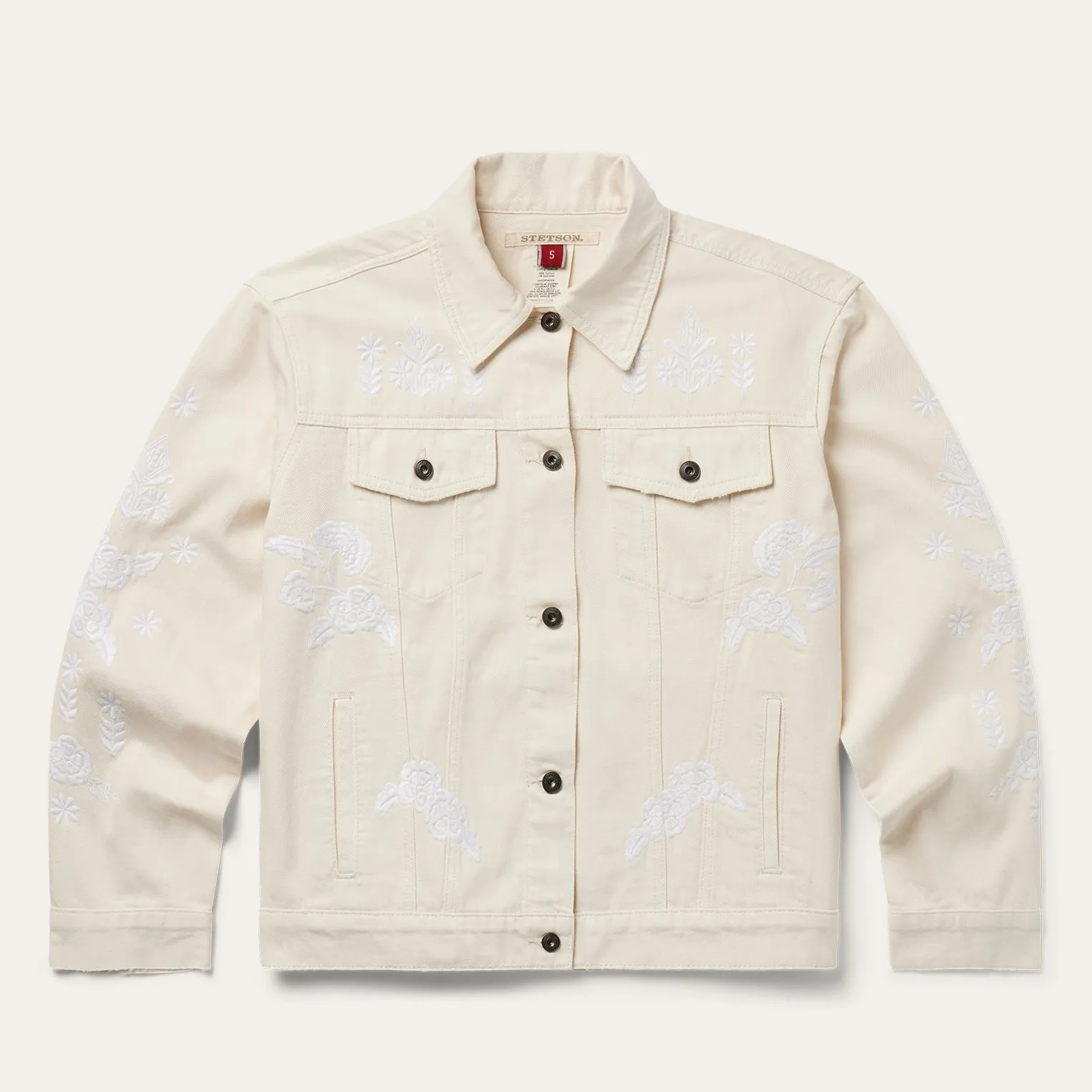 Embroidered Cream Denim Jacket -STETSON
