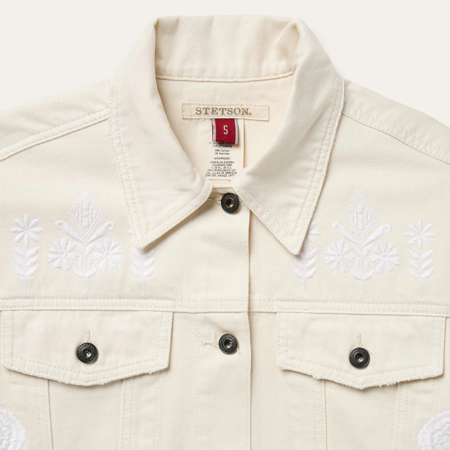 Embroidered Cream Denim Jacket -STETSON