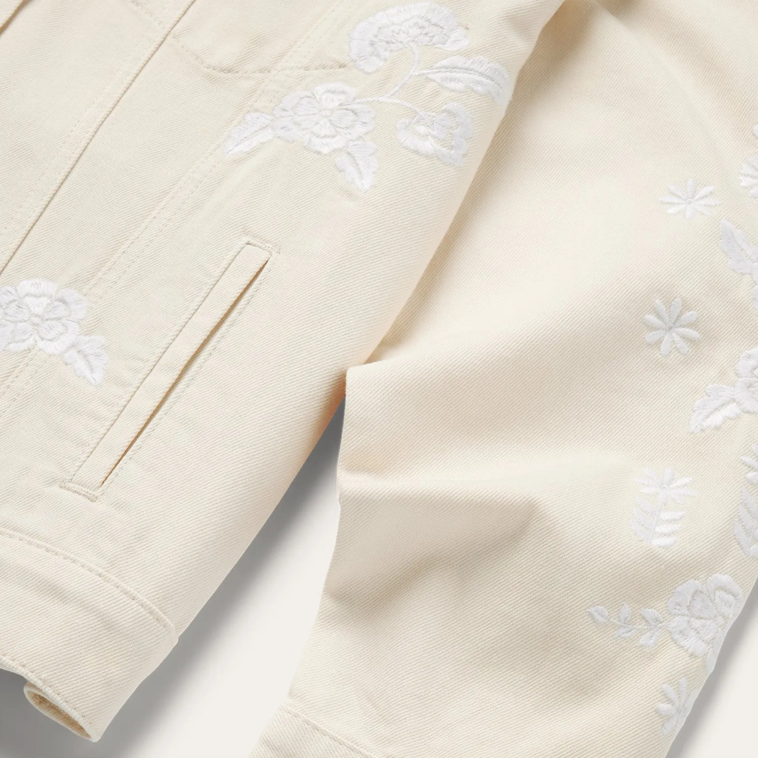 Embroidered Cream Denim Jacket -STETSON