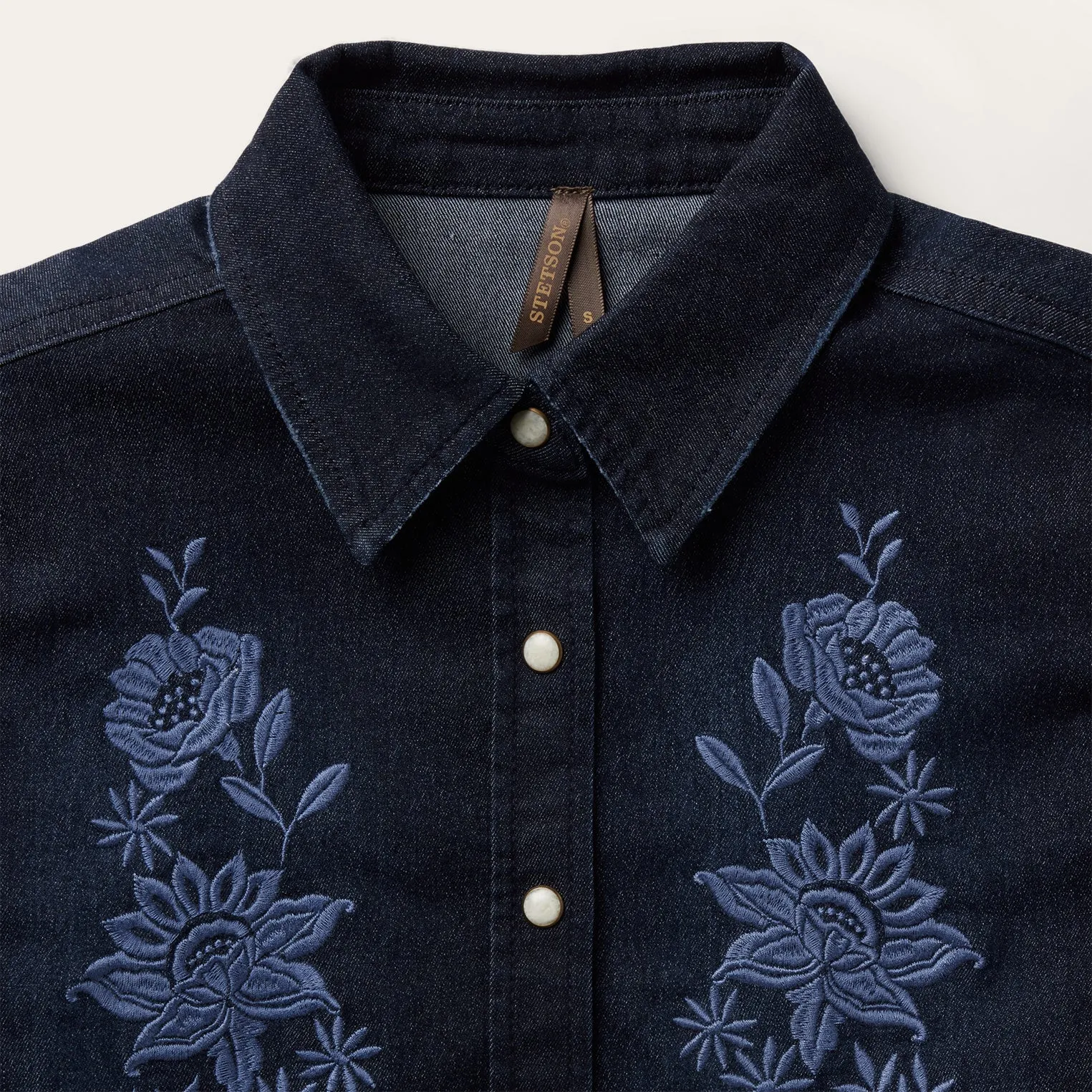 Embroidered Dark Denim Snap Front Shirt -STETSON