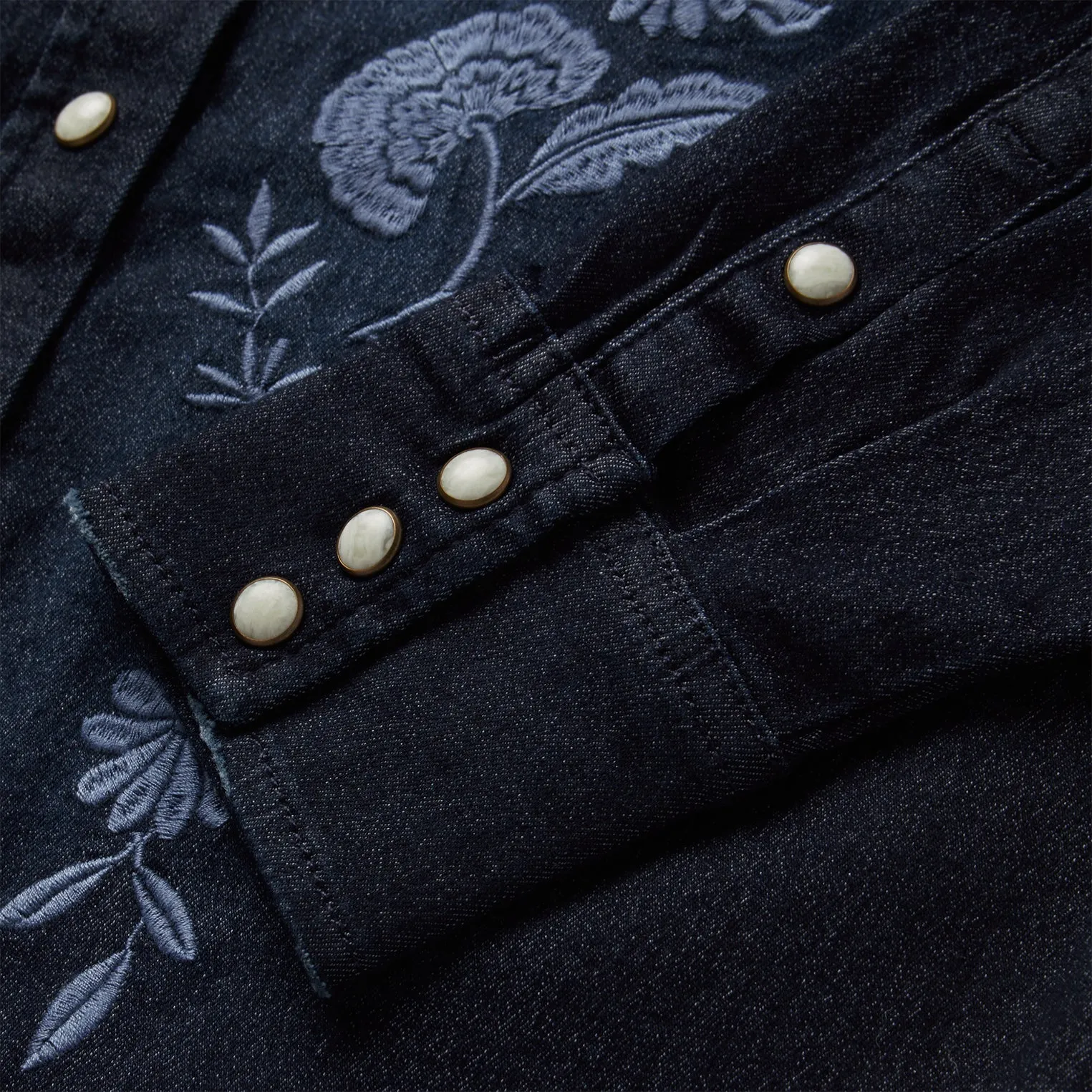 Embroidered Dark Denim Snap Front Shirt -STETSON