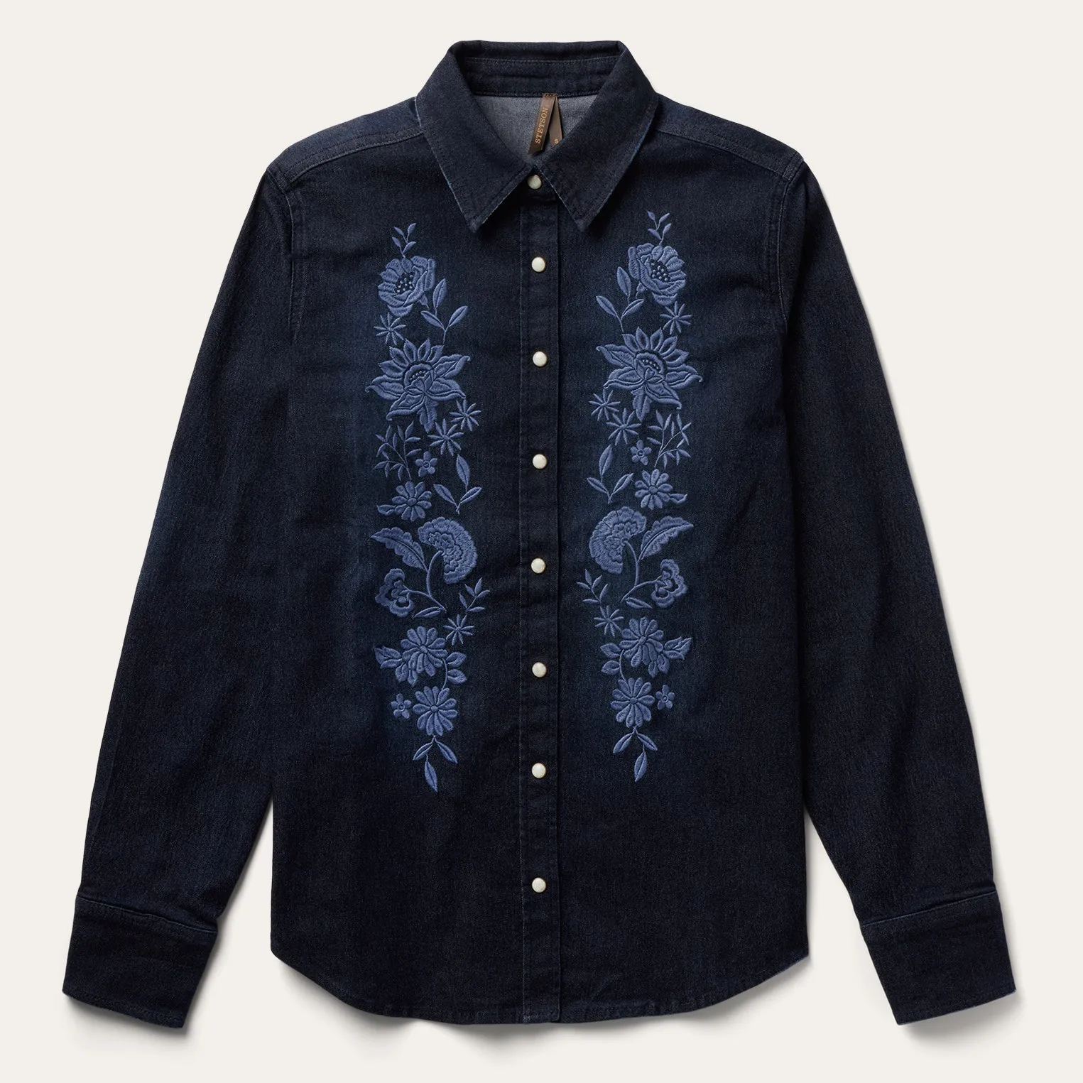 Embroidered Dark Denim Snap Front Shirt -STETSON