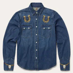 Embroidered Dark Denim Western Shirt -STETSON