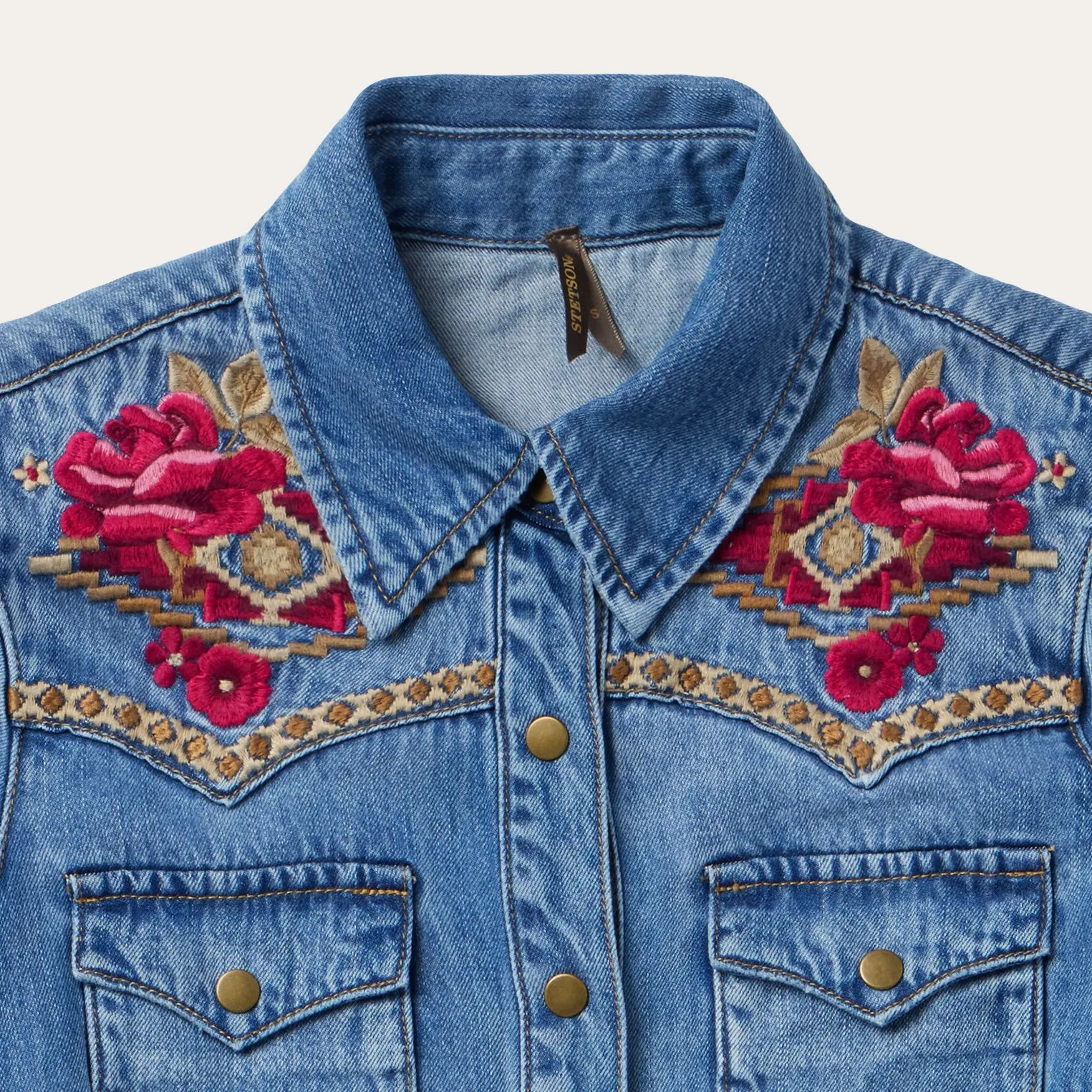 Embroidered Denim Shirt Dress -STETSON
