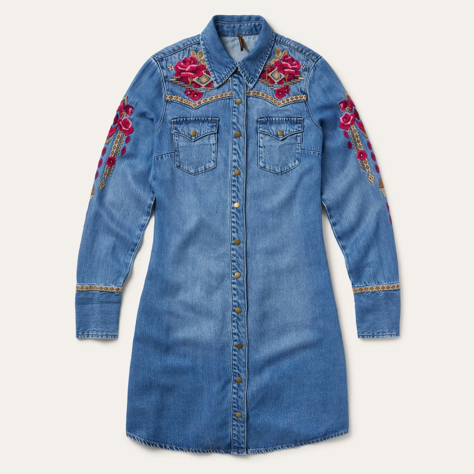 Embroidered Denim Shirt Dress -STETSON