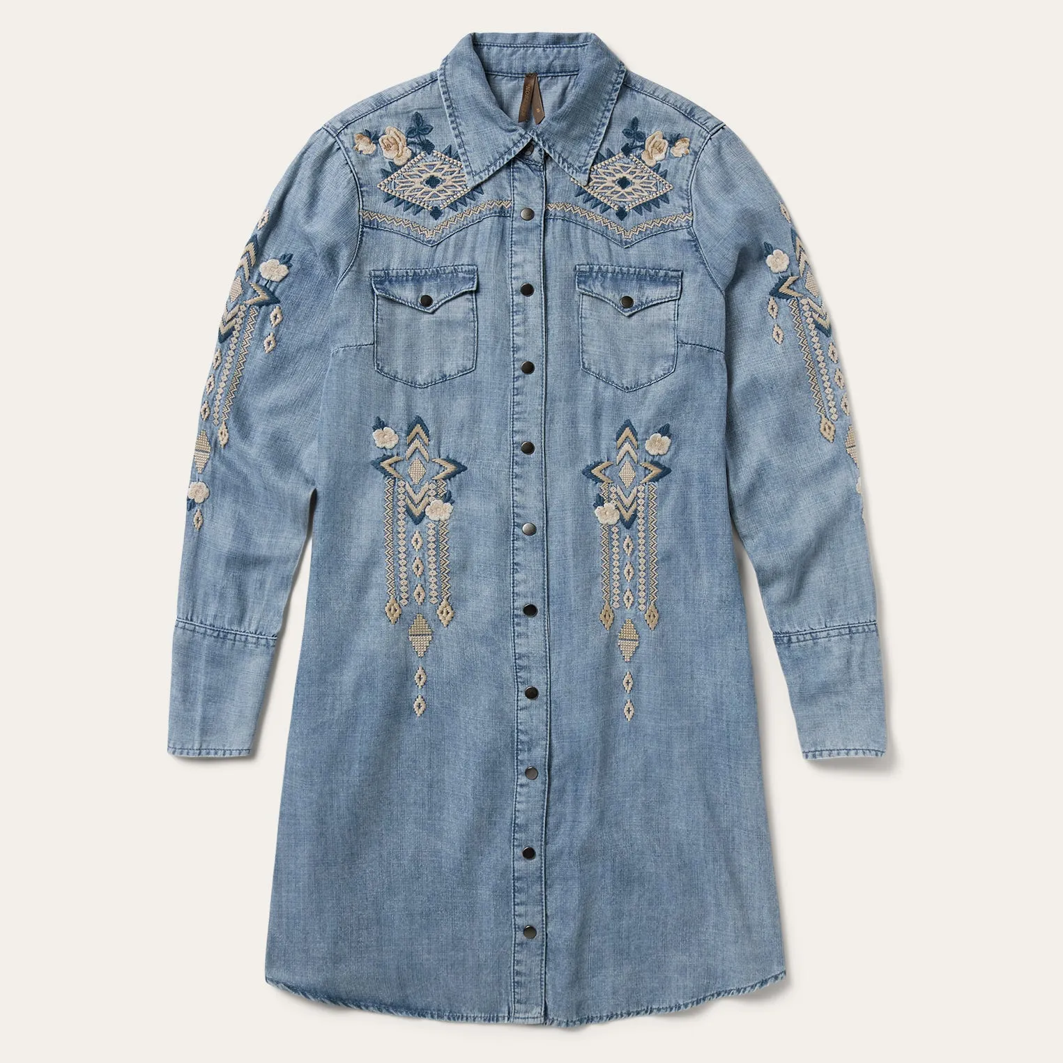 Embroidered Denim Twill Shirt Dress -STETSON