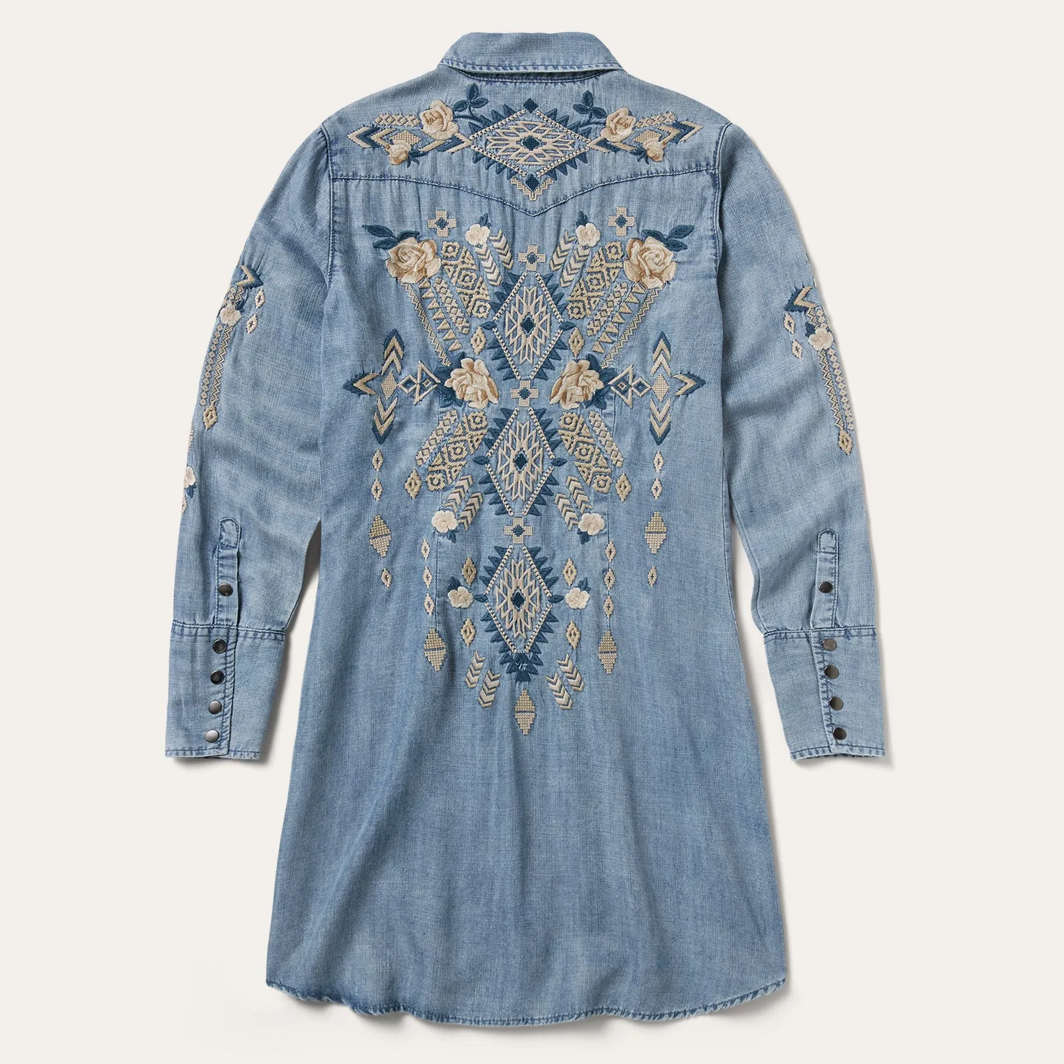 Embroidered Denim Twill Shirt Dress -STETSON