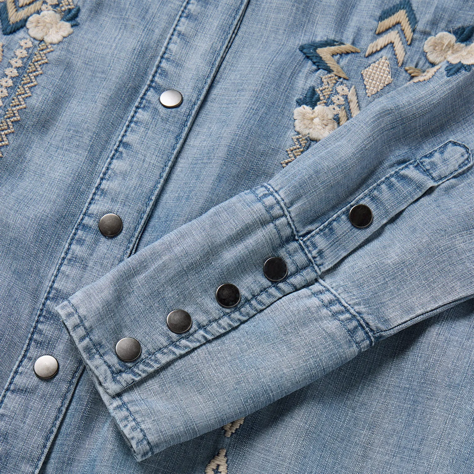 Embroidered Denim Twill Shirt Dress -STETSON