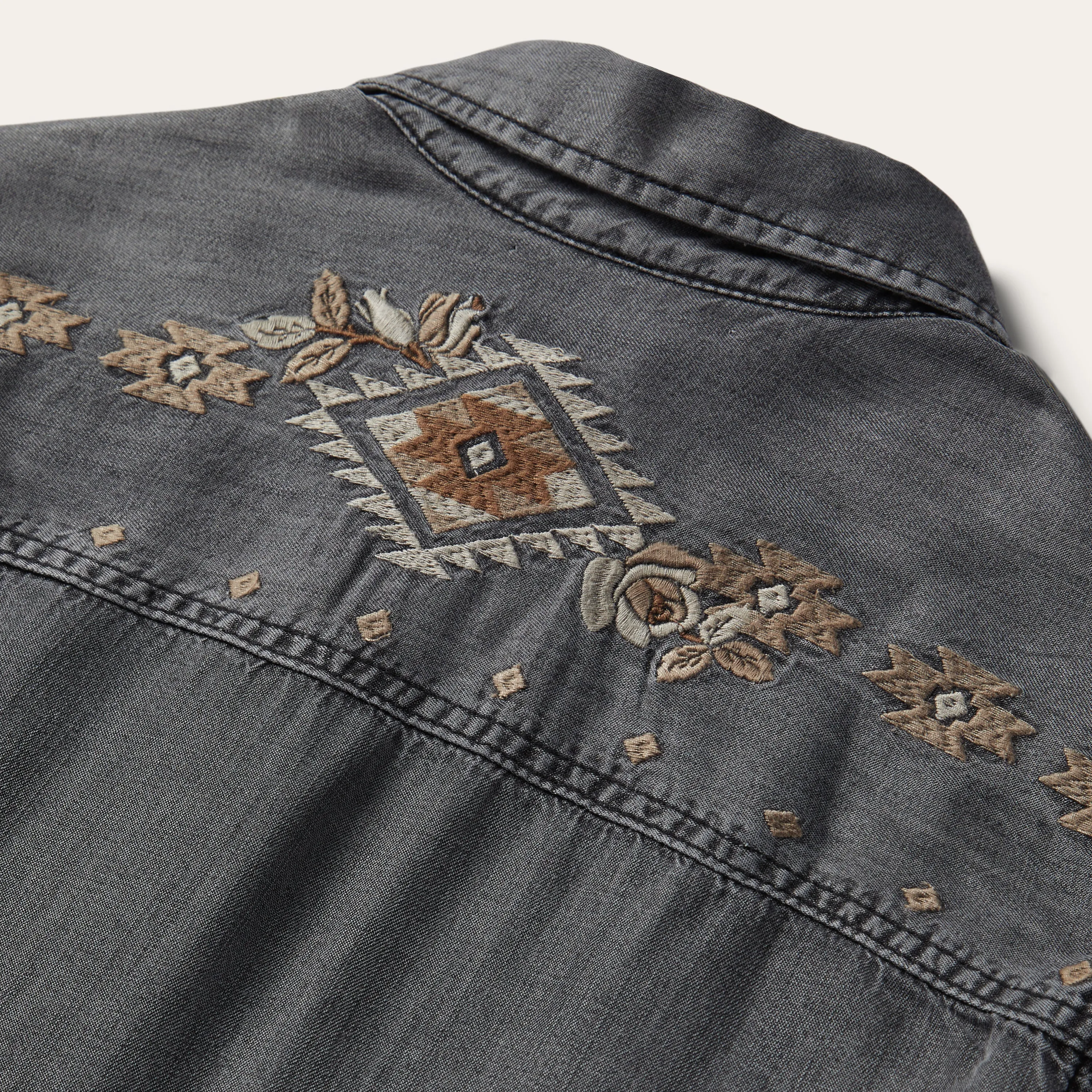 Embroidered Snap Front Shirt Dress -STETSON