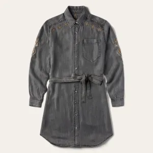 Embroidered Snap Front Shirt Dress -STETSON