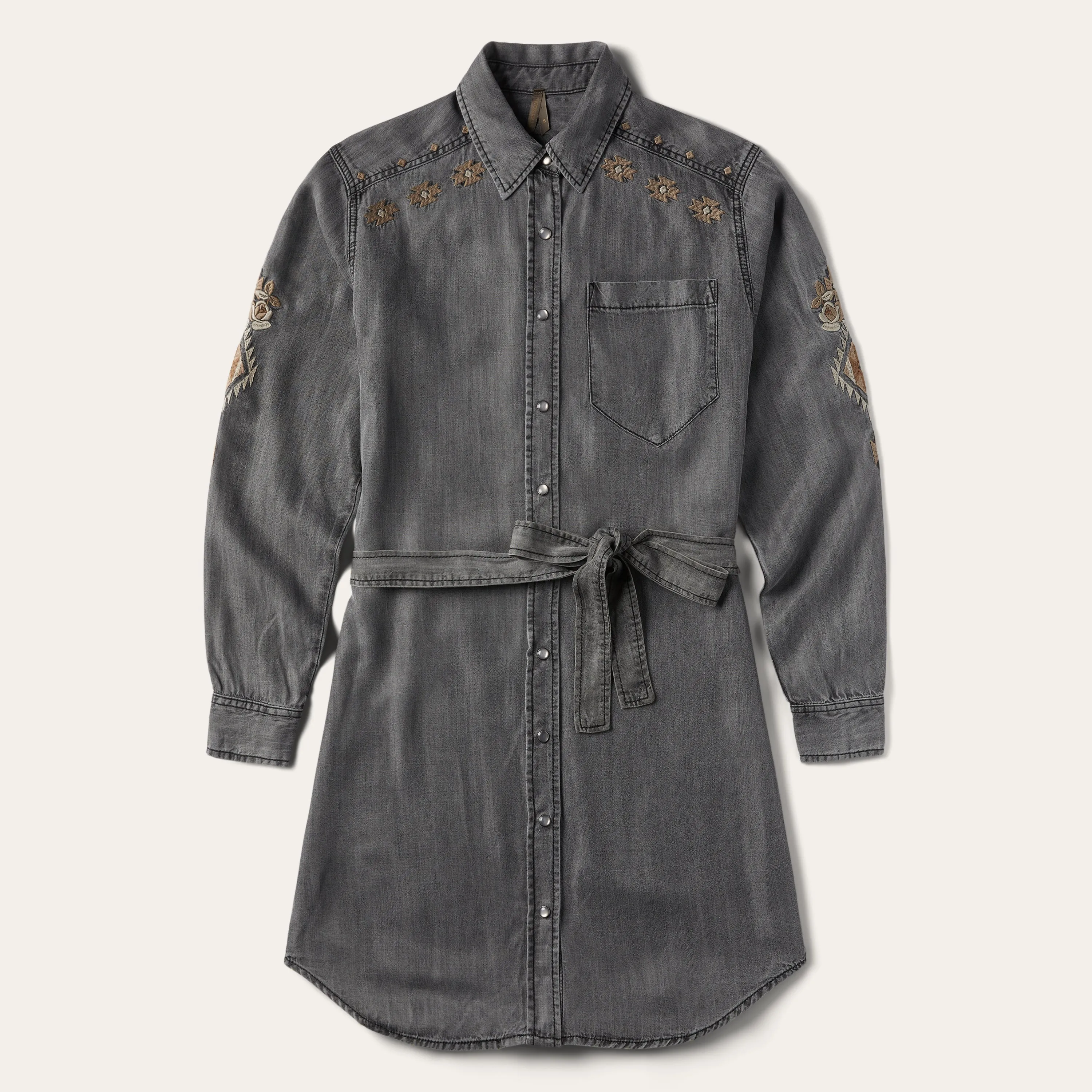 Embroidered Snap Front Shirt Dress -STETSON