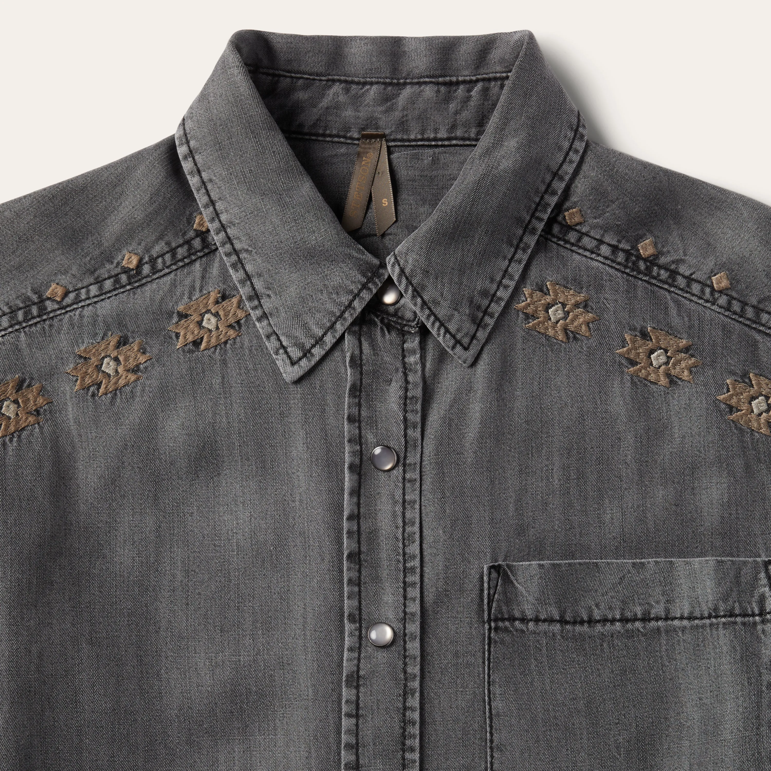 Embroidered Snap Front Shirt Dress -STETSON