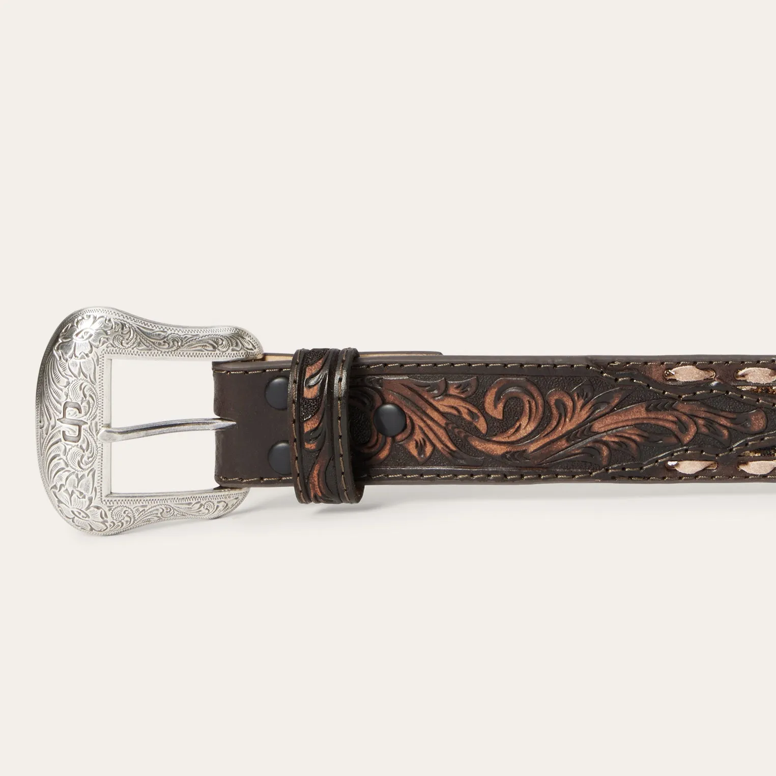 Embroidered Tooled Tab Belt -STETSON